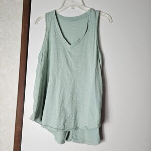 Byron Bay Women's Size Large Mint Green Tank Frayed Hem